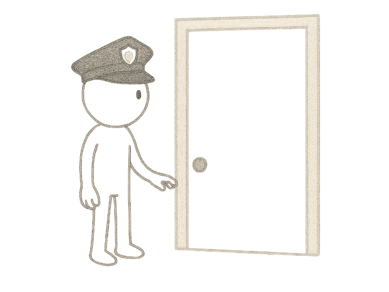 玄関に警察官が来た